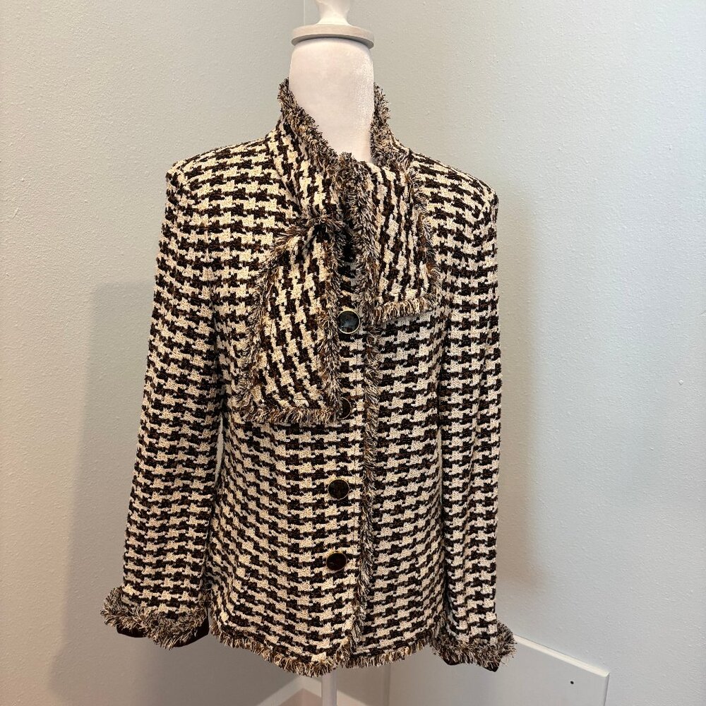 St. John Jacket--Size 10--Brown & White Houndstooth